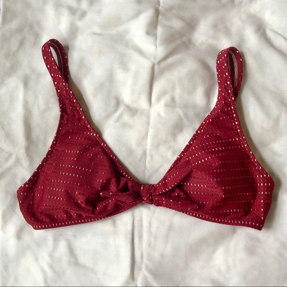 Abercrombie & Fitch Red Tie Triangle Bikini Top